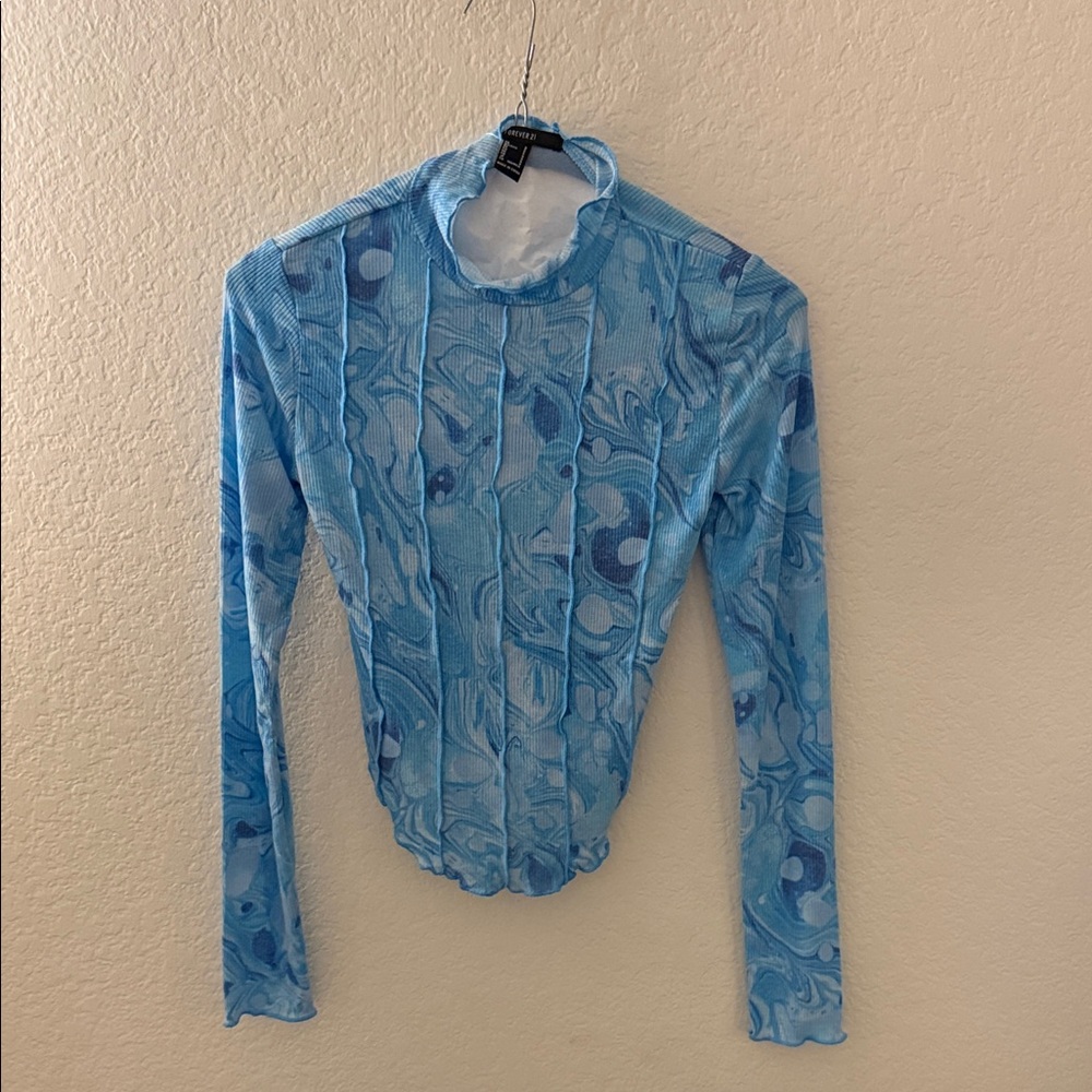 Forever 21 Blue Swirl Long Sleeve Top